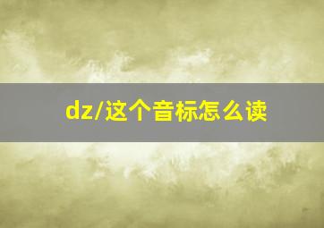 /dz/这个音标怎么读