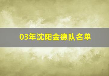 03年沈阳金德队名单