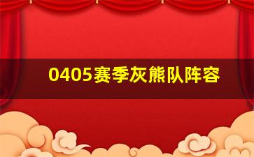 0405赛季灰熊队阵容