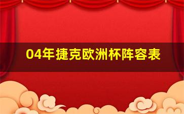 04年捷克欧洲杯阵容表