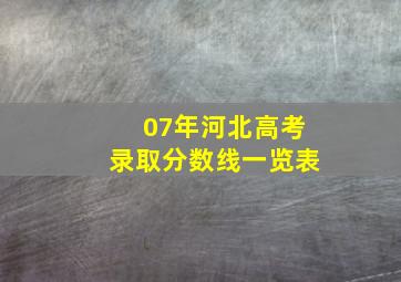 07年河北高考录取分数线一览表