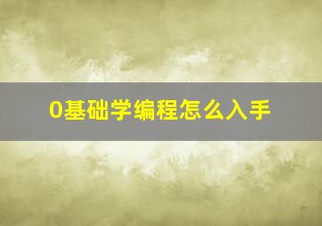 0基础学编程怎么入手