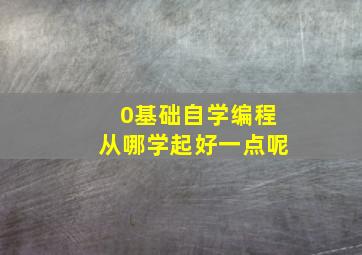 0基础自学编程从哪学起好一点呢