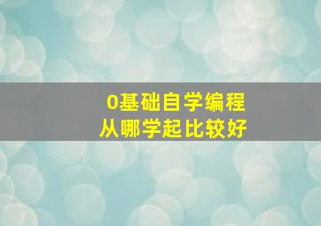 0基础自学编程从哪学起比较好