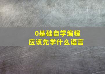 0基础自学编程应该先学什么语言