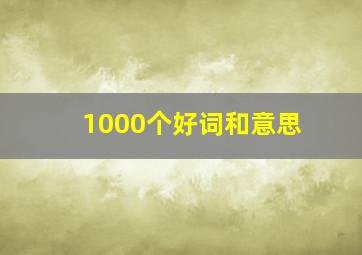 1000个好词和意思