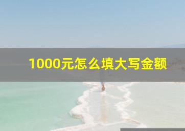 1000元怎么填大写金额