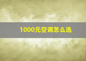 1000元空调怎么选