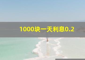 1000块一天利息0.2