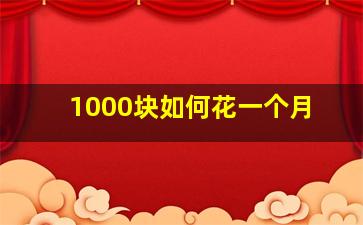 1000块如何花一个月