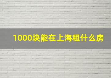 1000块能在上海租什么房