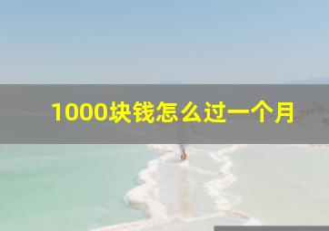 1000块钱怎么过一个月