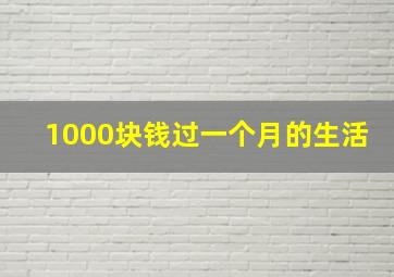 1000块钱过一个月的生活