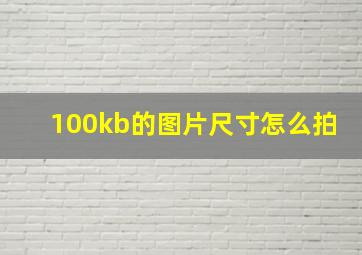 100kb的图片尺寸怎么拍