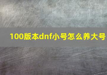 100版本dnf小号怎么养大号