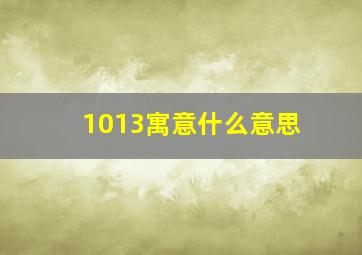 1013寓意什么意思