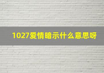 1027爱情暗示什么意思呀