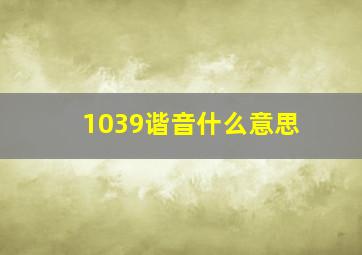 1039谐音什么意思