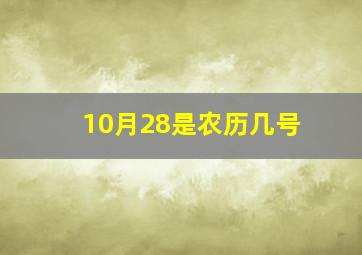 10月28是农历几号