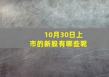 10月30日上市的新股有哪些呢