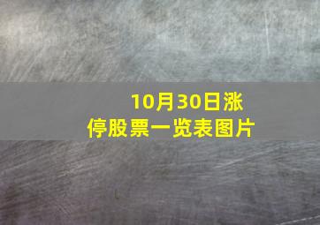 10月30日涨停股票一览表图片