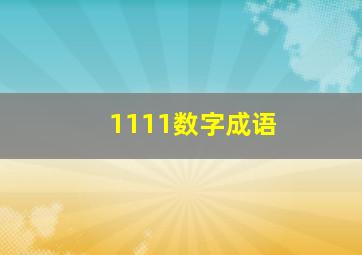 1111数字成语