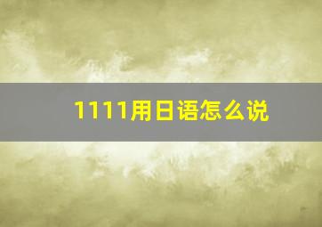 1111用日语怎么说