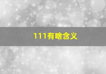 111有啥含义