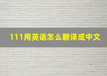 111用英语怎么翻译成中文