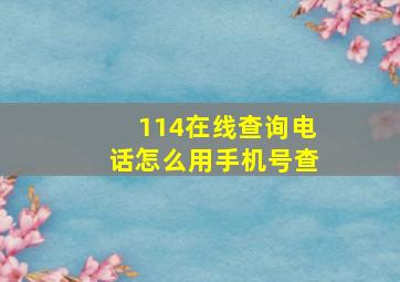 114在线查询电话怎么用手机号查