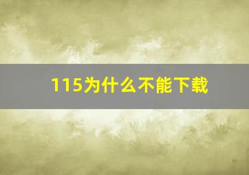 115为什么不能下载