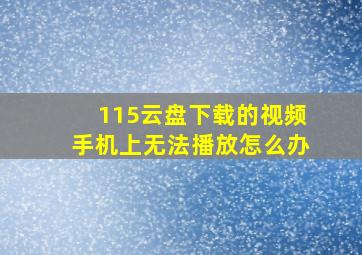 115云盘下载的视频手机上无法播放怎么办