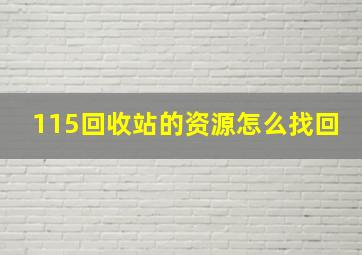 115回收站的资源怎么找回