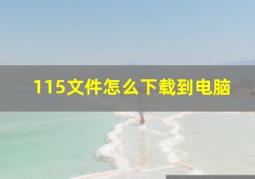 115文件怎么下载到电脑