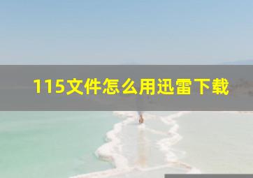 115文件怎么用迅雷下载