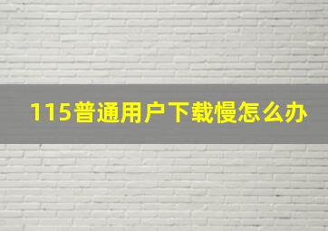 115普通用户下载慢怎么办