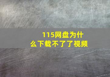 115网盘为什么下载不了了视频