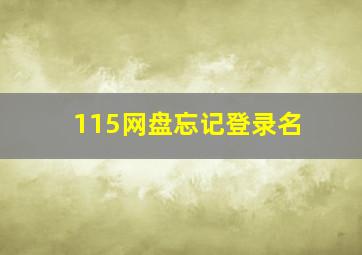 115网盘忘记登录名