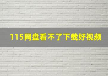 115网盘看不了下载好视频