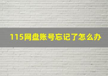 115网盘账号忘记了怎么办