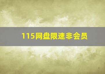 115网盘限速非会员