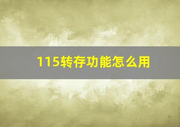 115转存功能怎么用