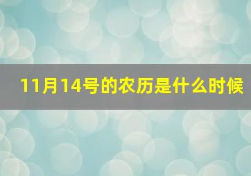 11月14号的农历是什么时候