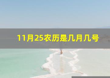 11月25农历是几月几号