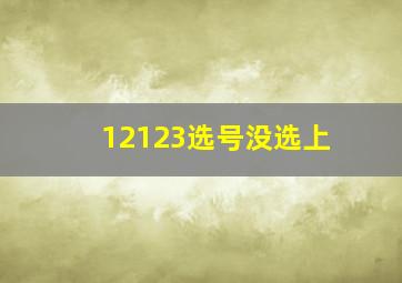 12123选号没选上