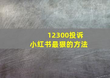 12300投诉小红书最狠的方法