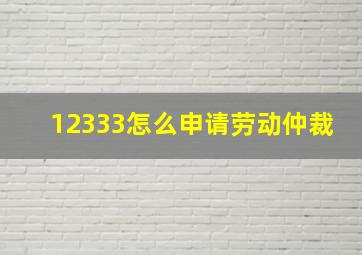 12333怎么申请劳动仲裁