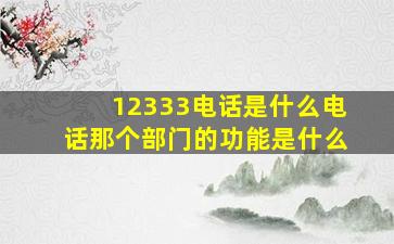 12333电话是什么电话那个部门的功能是什么