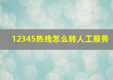 12345热线怎么转人工服务