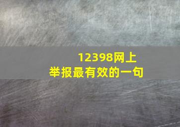 12398网上举报最有效的一句